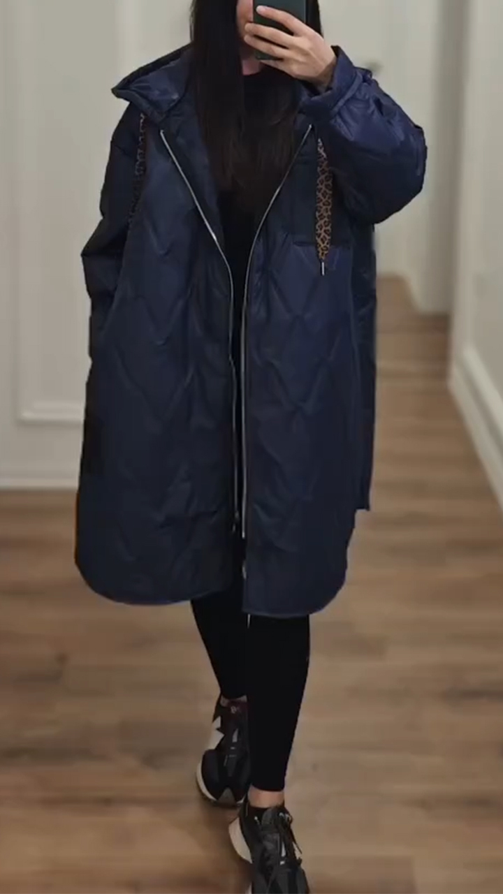 Women Hooded Drawstring Casual Jacket