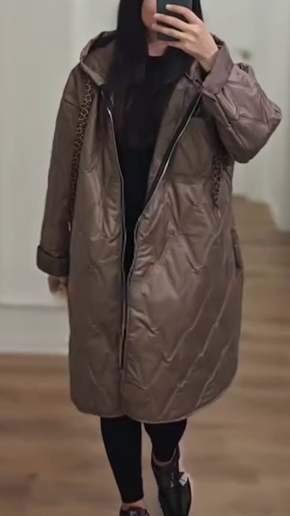 Women Hooded Drawstring Casual Jacket