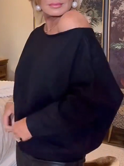 Women Round Neck Solid Color Casual Top