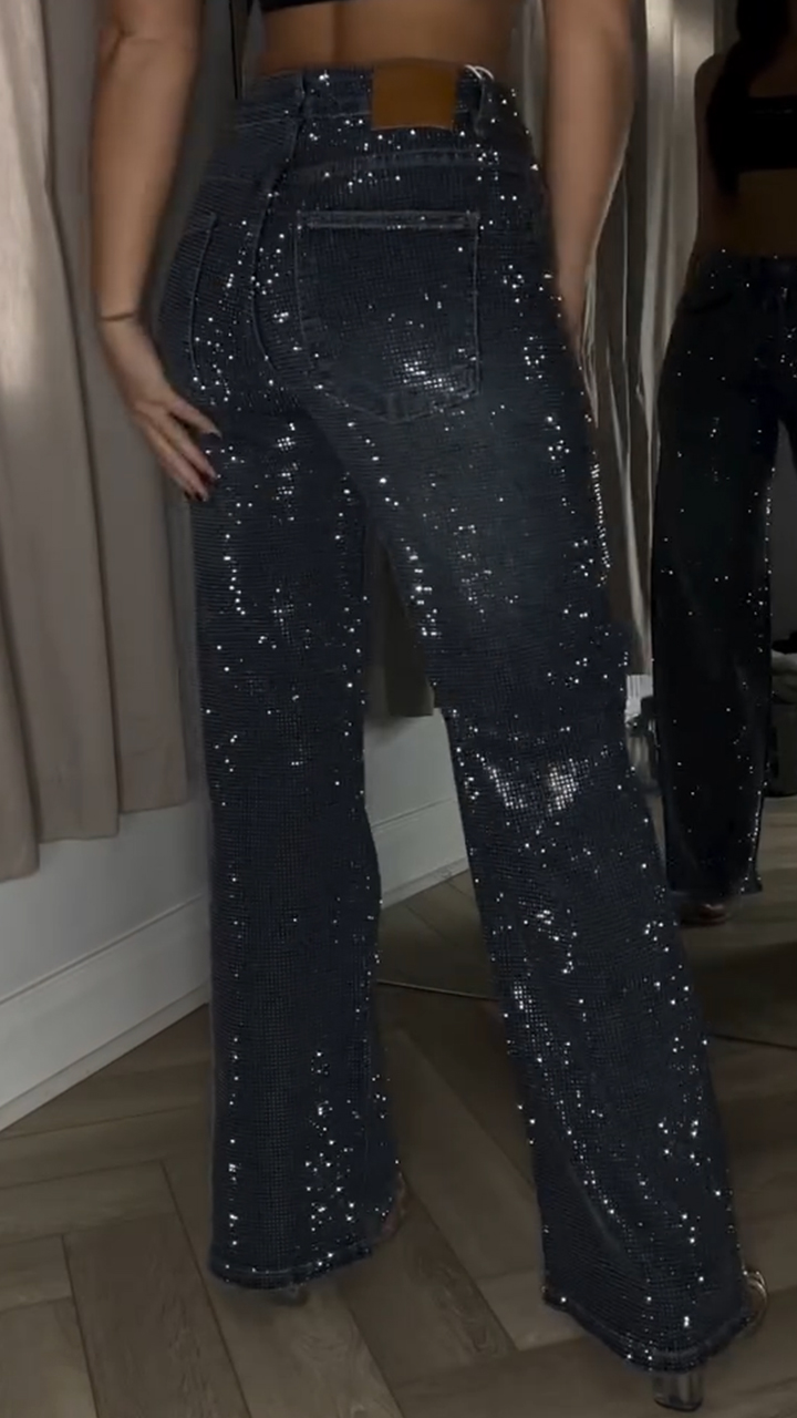 Women Sequined Glitter Casual Jeans