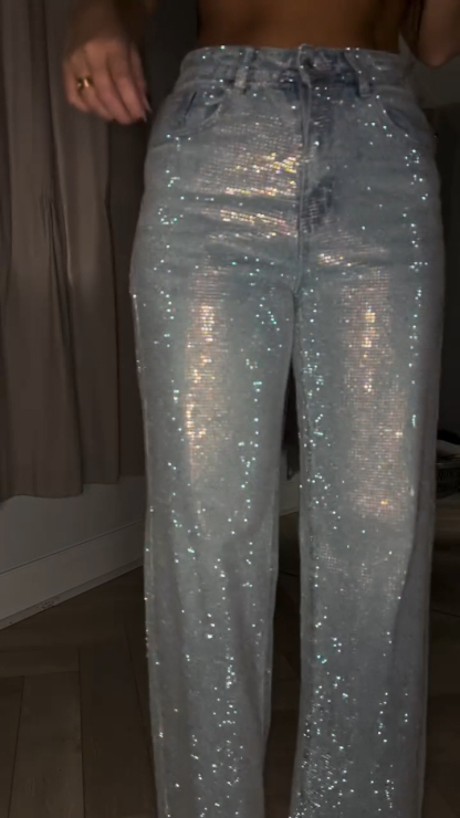 Women Sequined Glitter Casual Jeans
