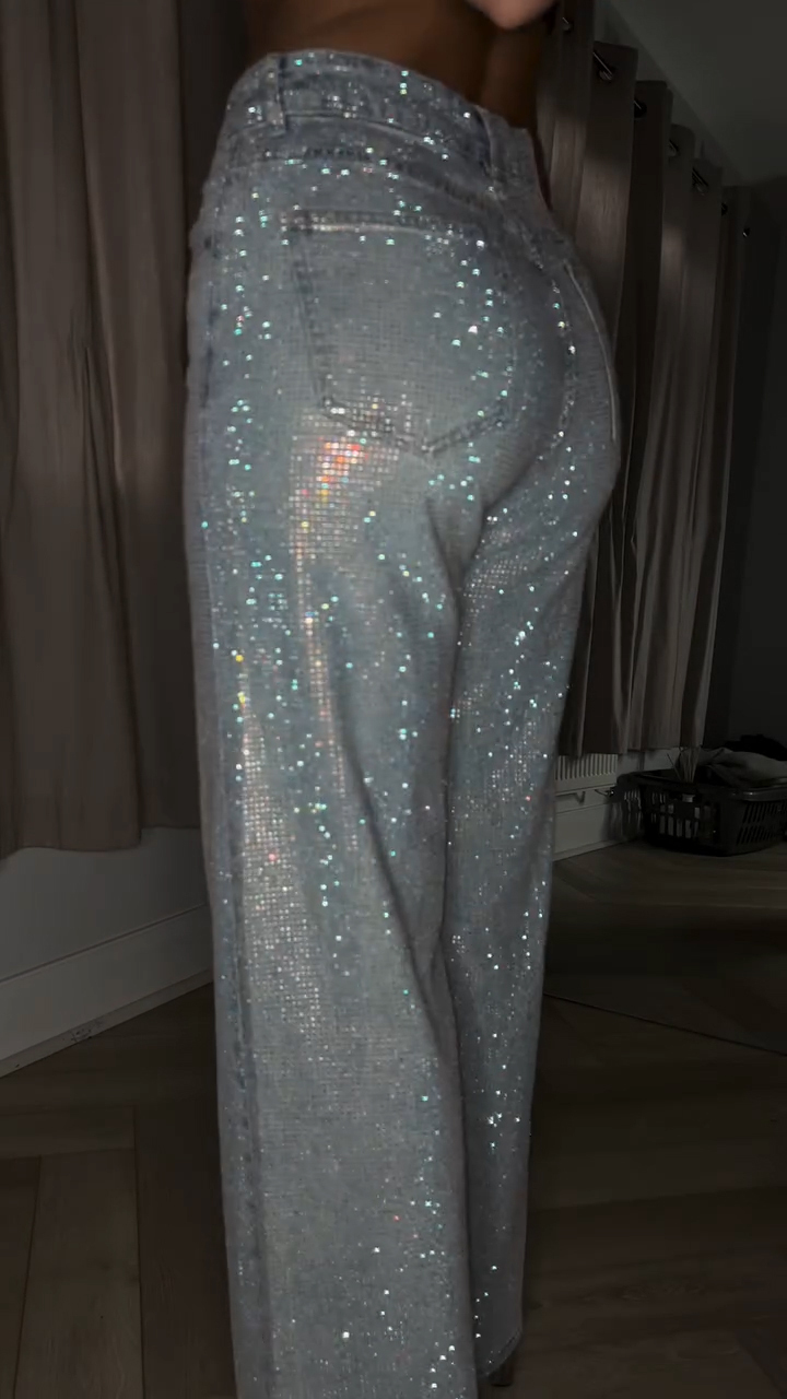 Women Sequined Glitter Casual Jeans