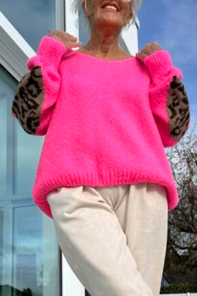 Ladies Round Neck Sleeve Printed Casual Sweater