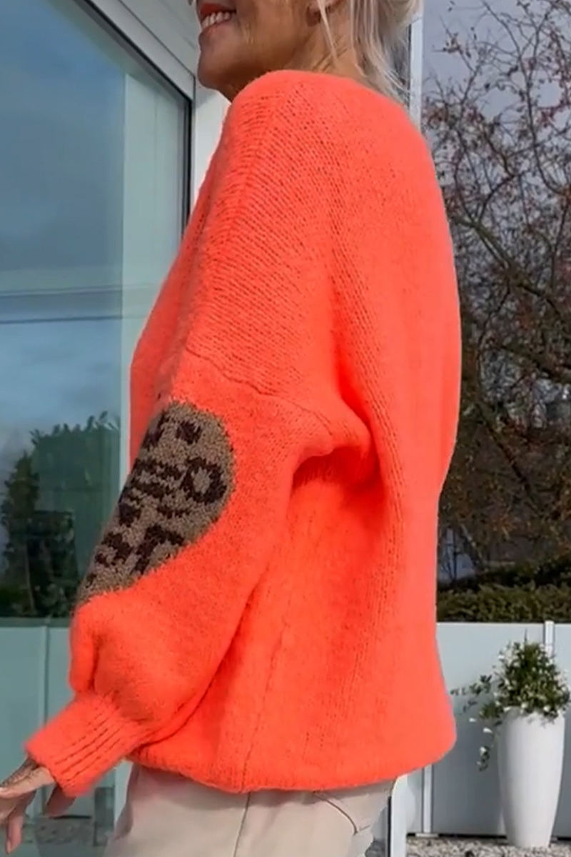 Ladies Round Neck Sleeve Printed Casual Sweater