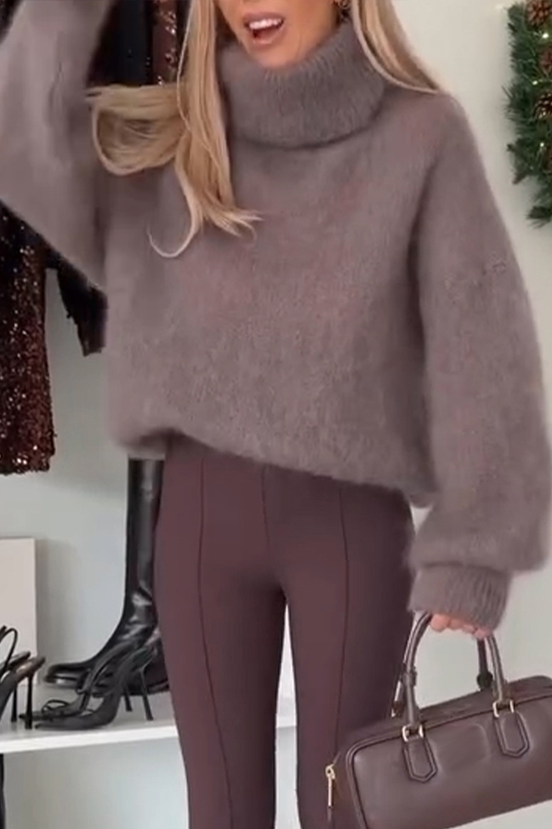 Women High-neck Casual Knitted Sweater