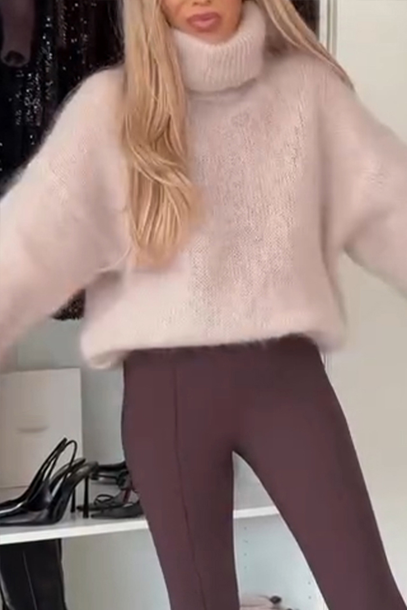 Women High-neck Casual Knitted Sweater