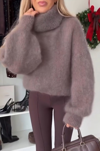 Women High-neck Casual Knitted Sweater