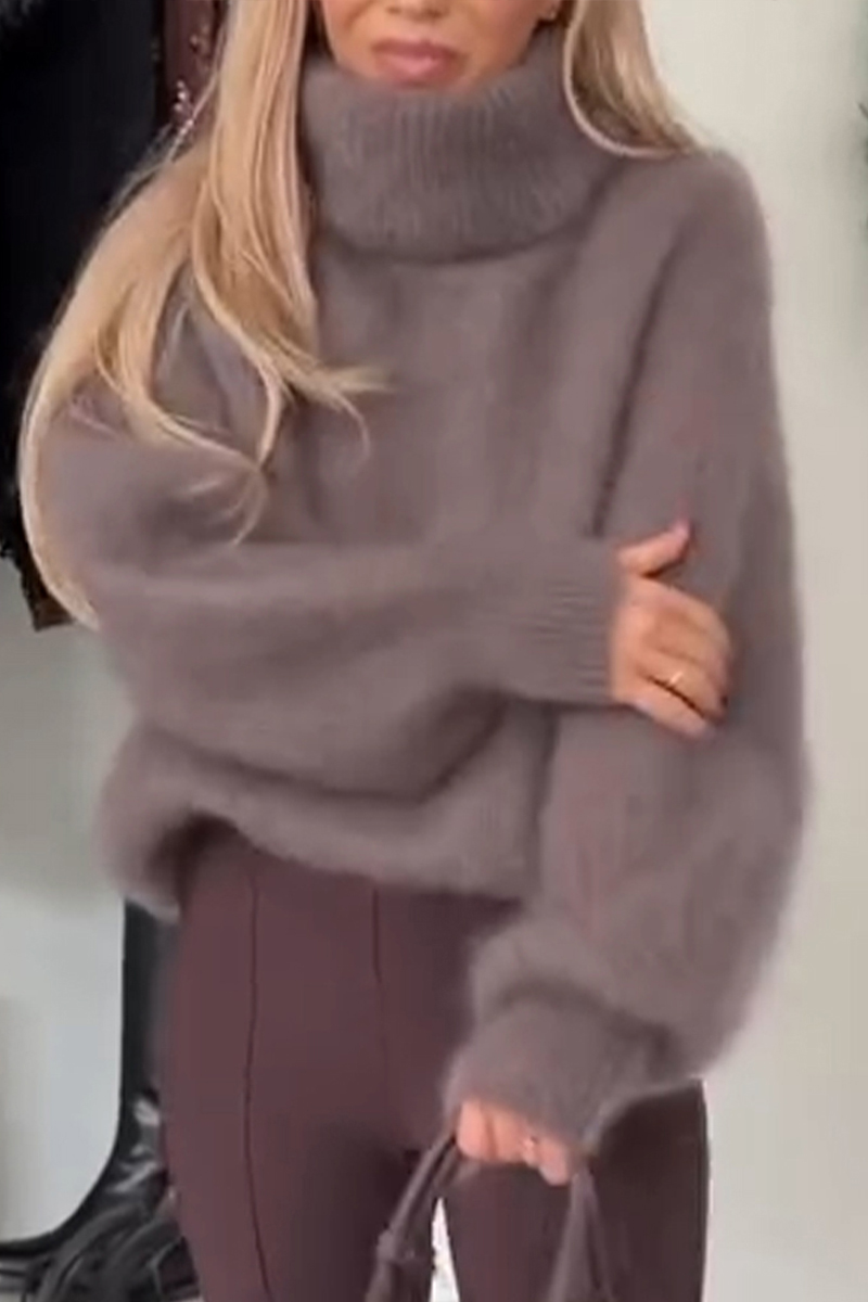 Women High-neck Casual Knitted Sweater