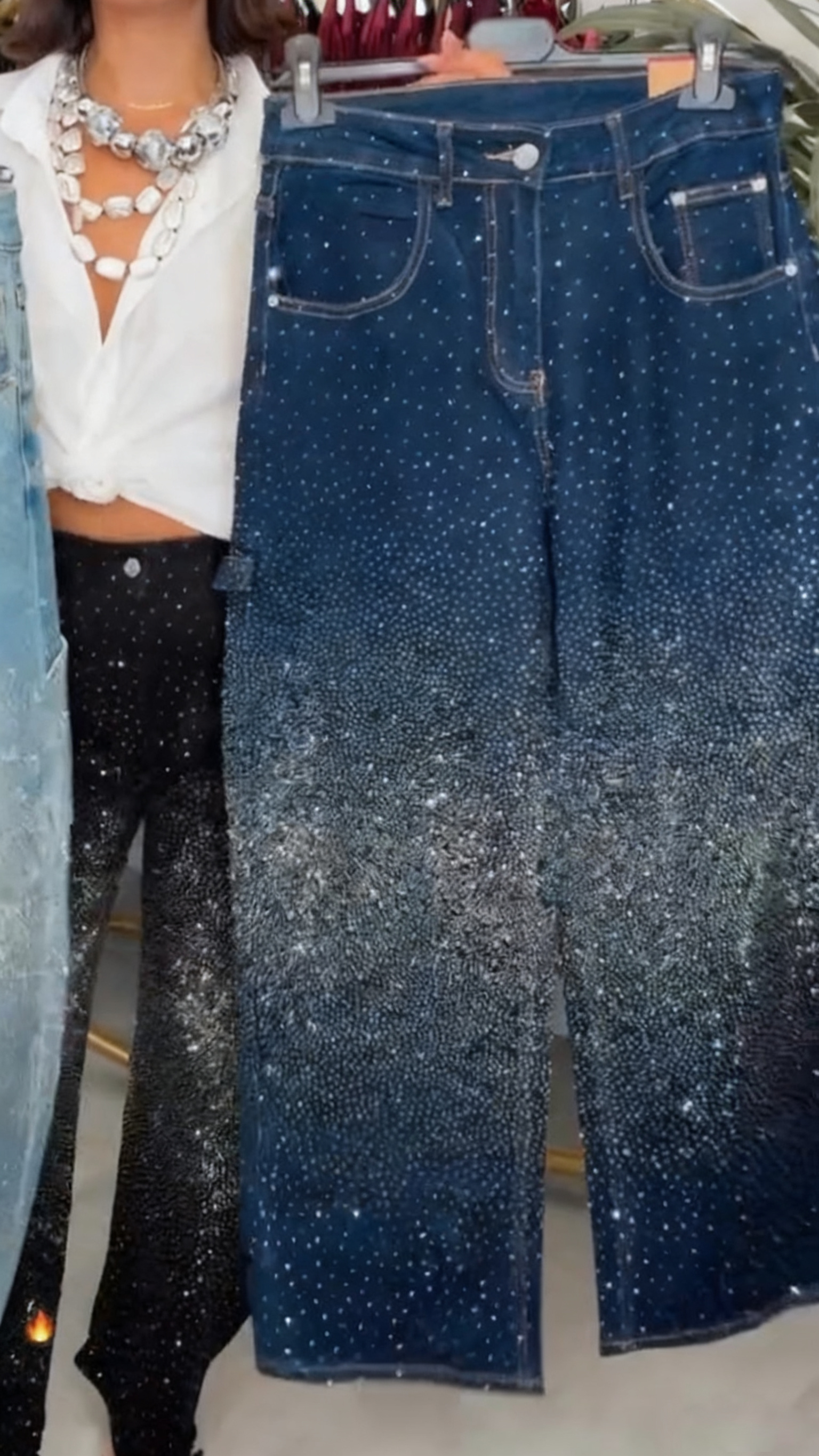 Women Rhinestone Casual Jeans