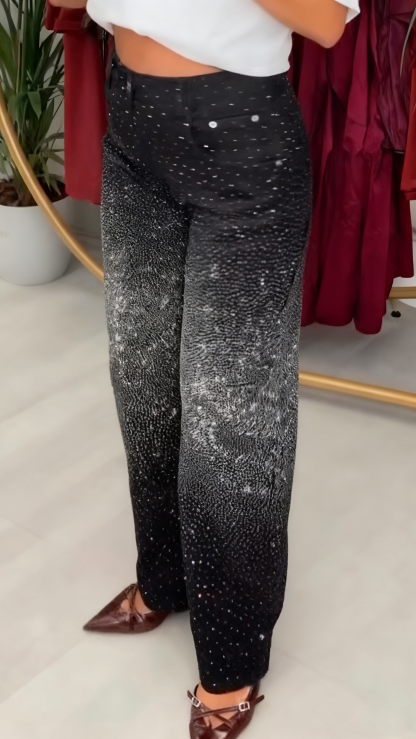 Women Rhinestone Casual Jeans