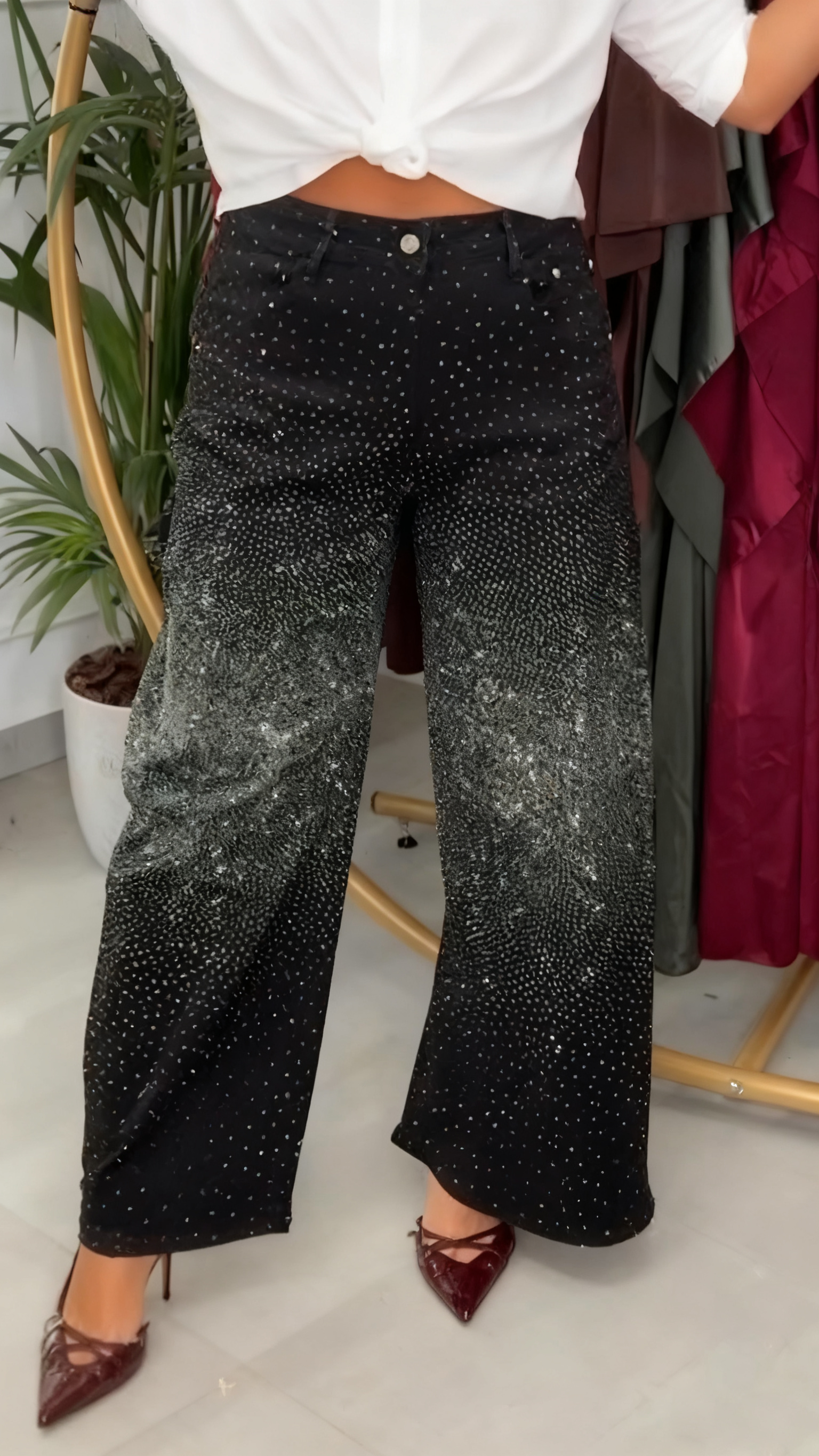 Women Rhinestone Casual Jeans