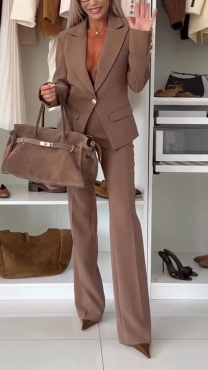 Women Laple Collar Jacket+ Pants Temperament Commuting Suit