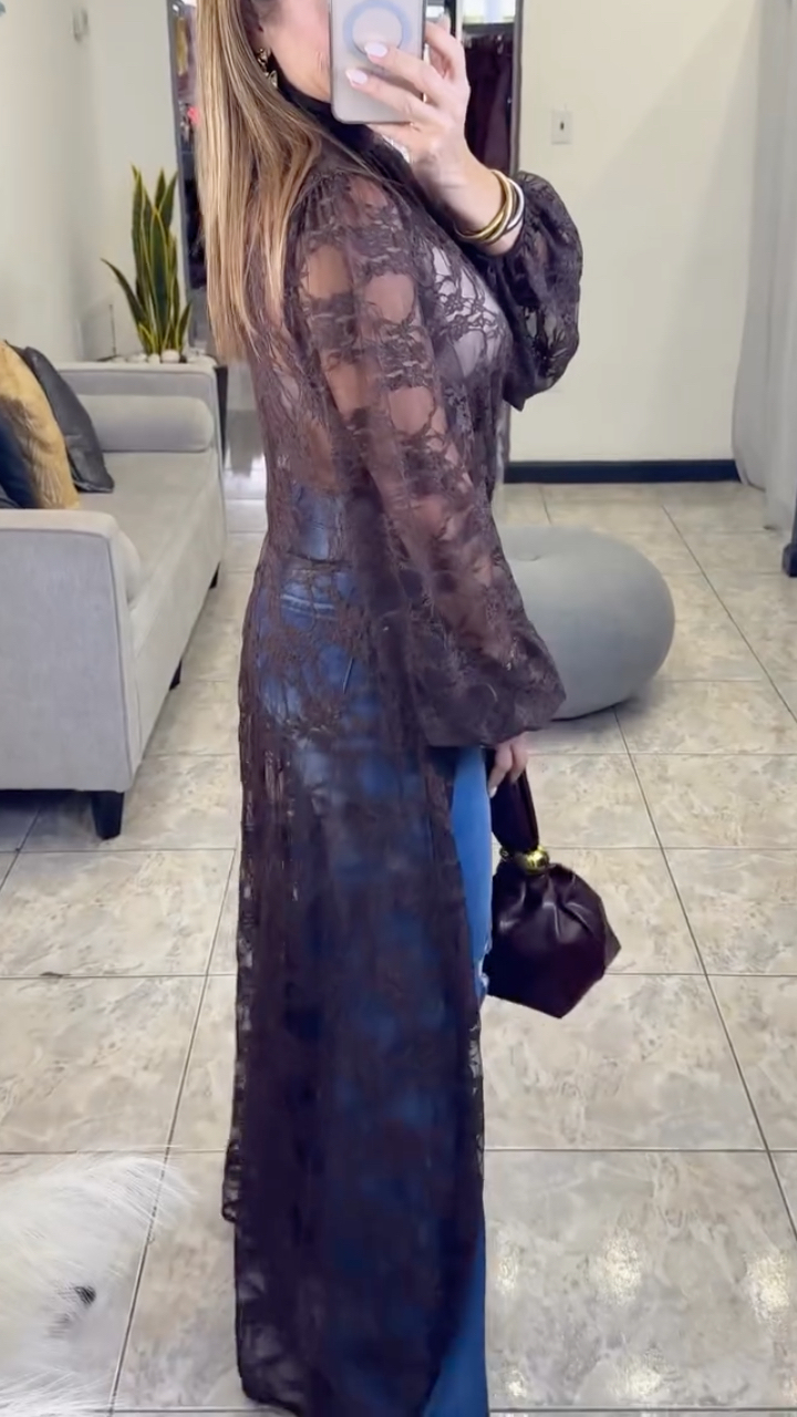 Women's Lace Irregular Long Cover-up