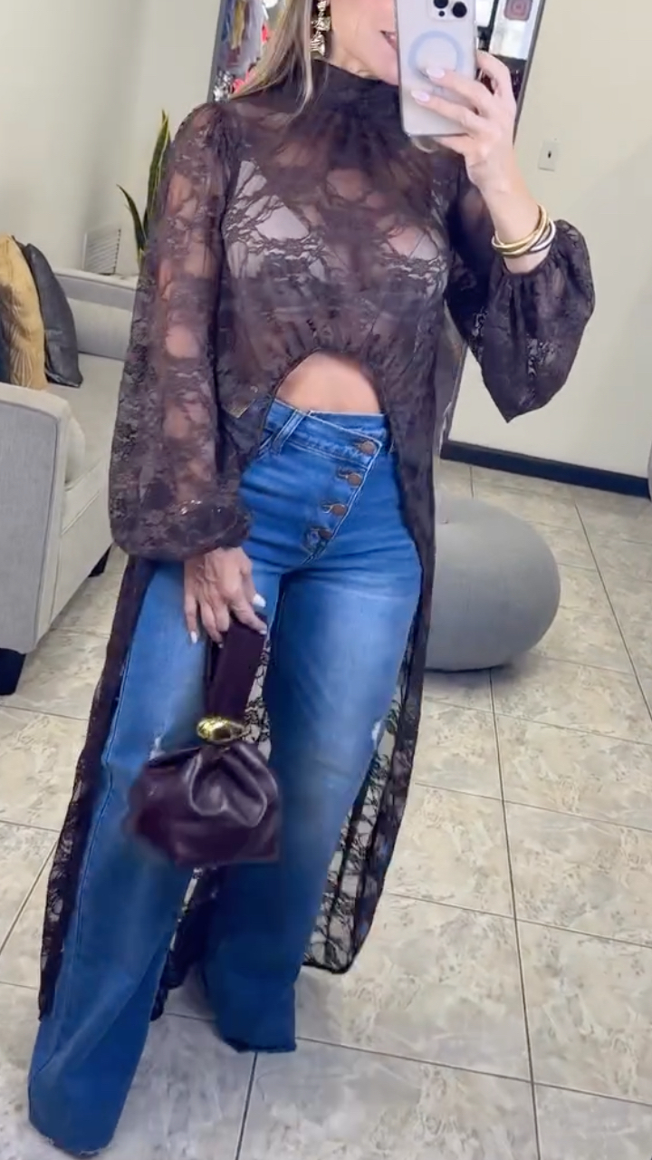 Women's Lace Irregular Long Cover-up