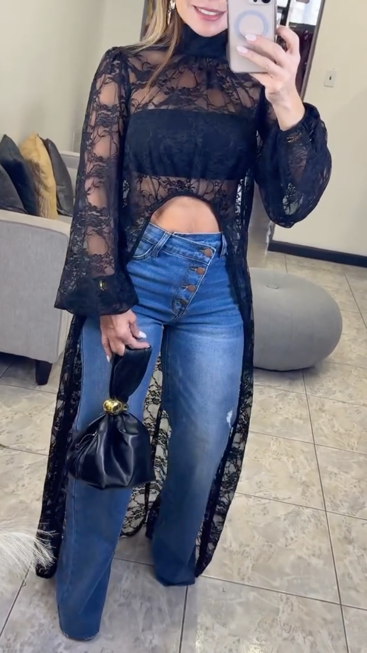 Women's Lace Irregular Long Cover-up