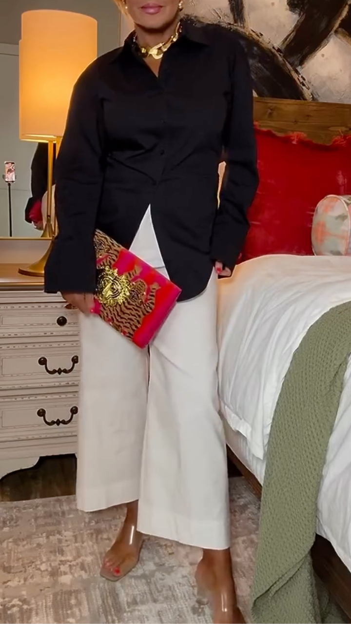 Women's Casual Shirt with Lapel and Back Tie Design