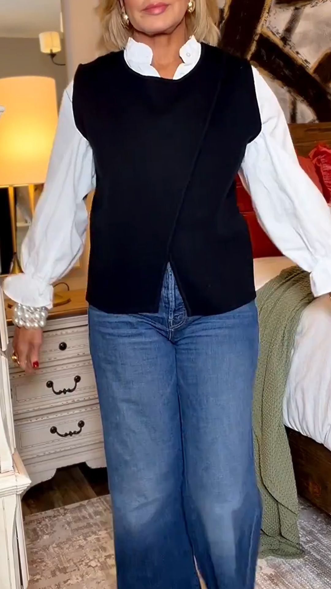 Womens round neck irregular splicing casual top