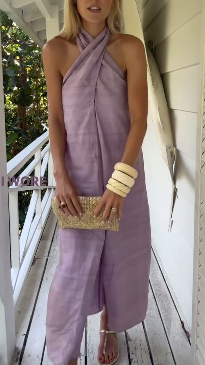 Women Neck Hanging Backless Casual Dress