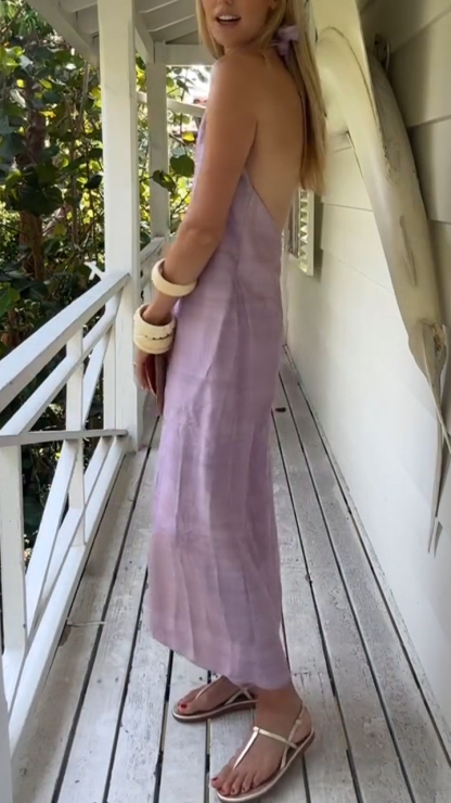 Women Neck Hanging Backless Casual Dress