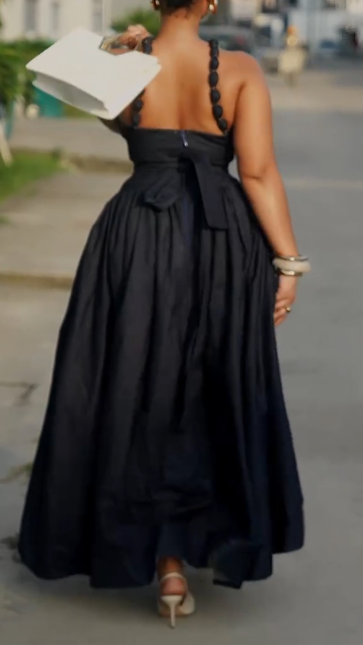 Women Halter-neck Patchwork Elegant Temperament Dress