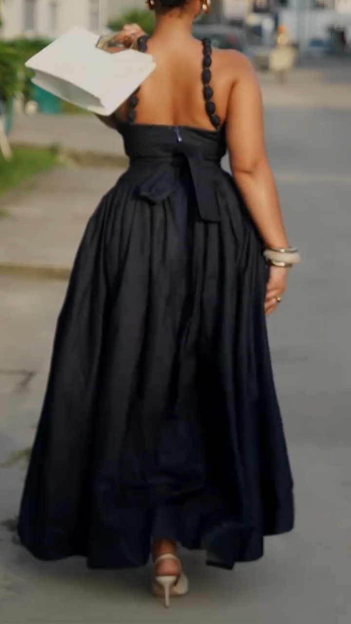 Women Halter-neck Patchwork Elegant Temperament Dress