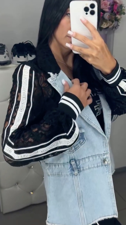 Women's Lapel Denim Patchwork Casual Jacket