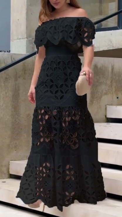 Women's One-shoulder Hollow Stitching Elegant Dress