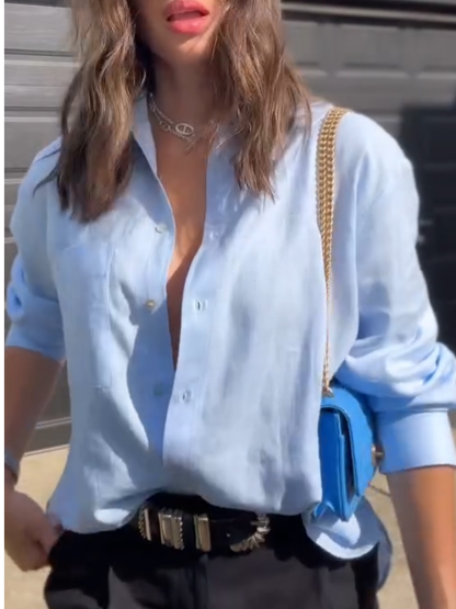 Ladies' Collar Solid Color Casual Commuting Shirt