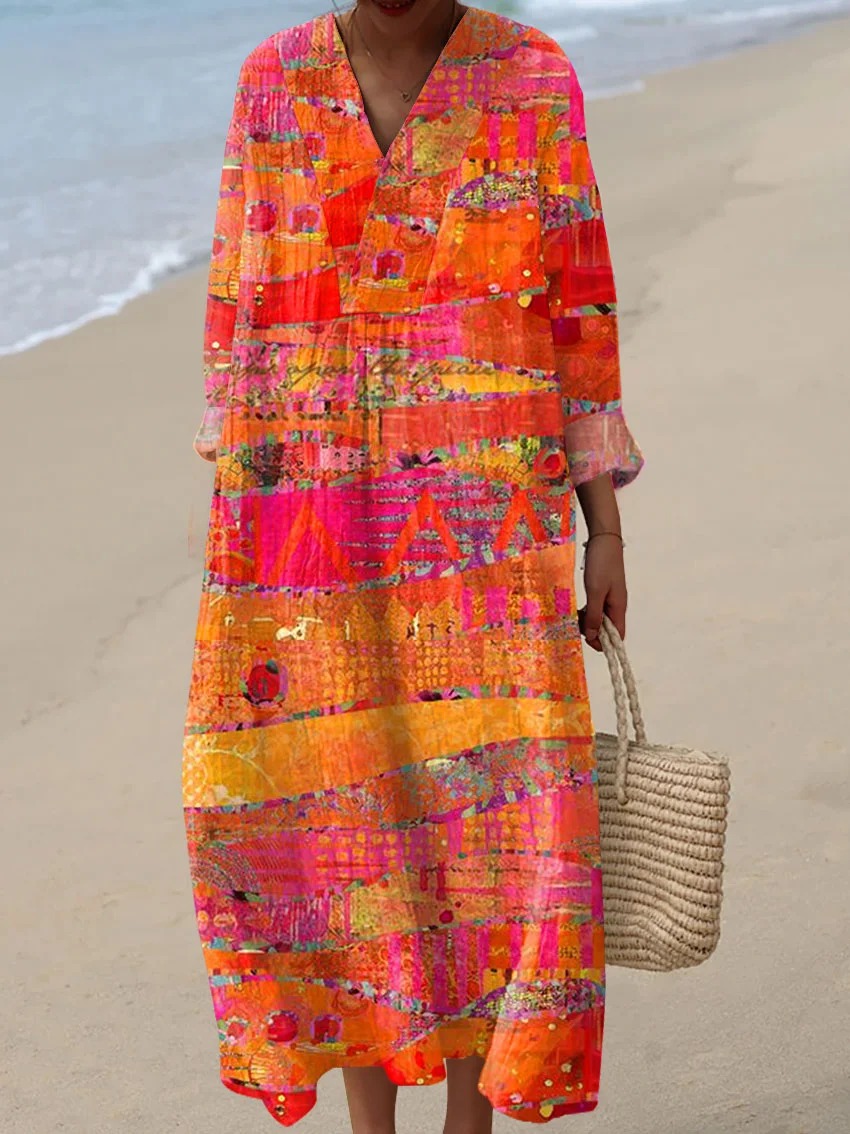 Women's Vintage Art Print Dress