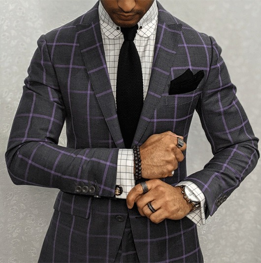 Men's Casual Windowpane Suit, Red & White Checkered Pattern Blazer, British Gentleman Grid Print Jacket, Lightweight Business Style