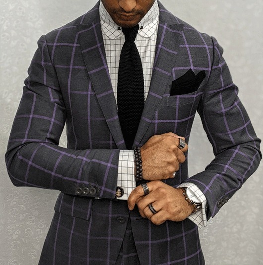 Men's Casual Windowpane Suit, Red & White Checkered Pattern Blazer, British Gentleman Grid Print Jacket, Lightweight Business Style