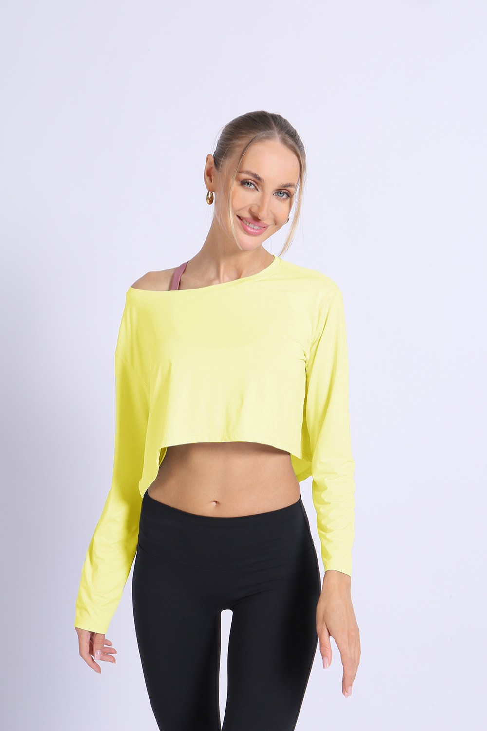 NUCBN® Nylon Jade Jacquard Sports Cover-up T-shirt Women Running Fitness Loose Pilates Training Yoga Long Sleeve Top