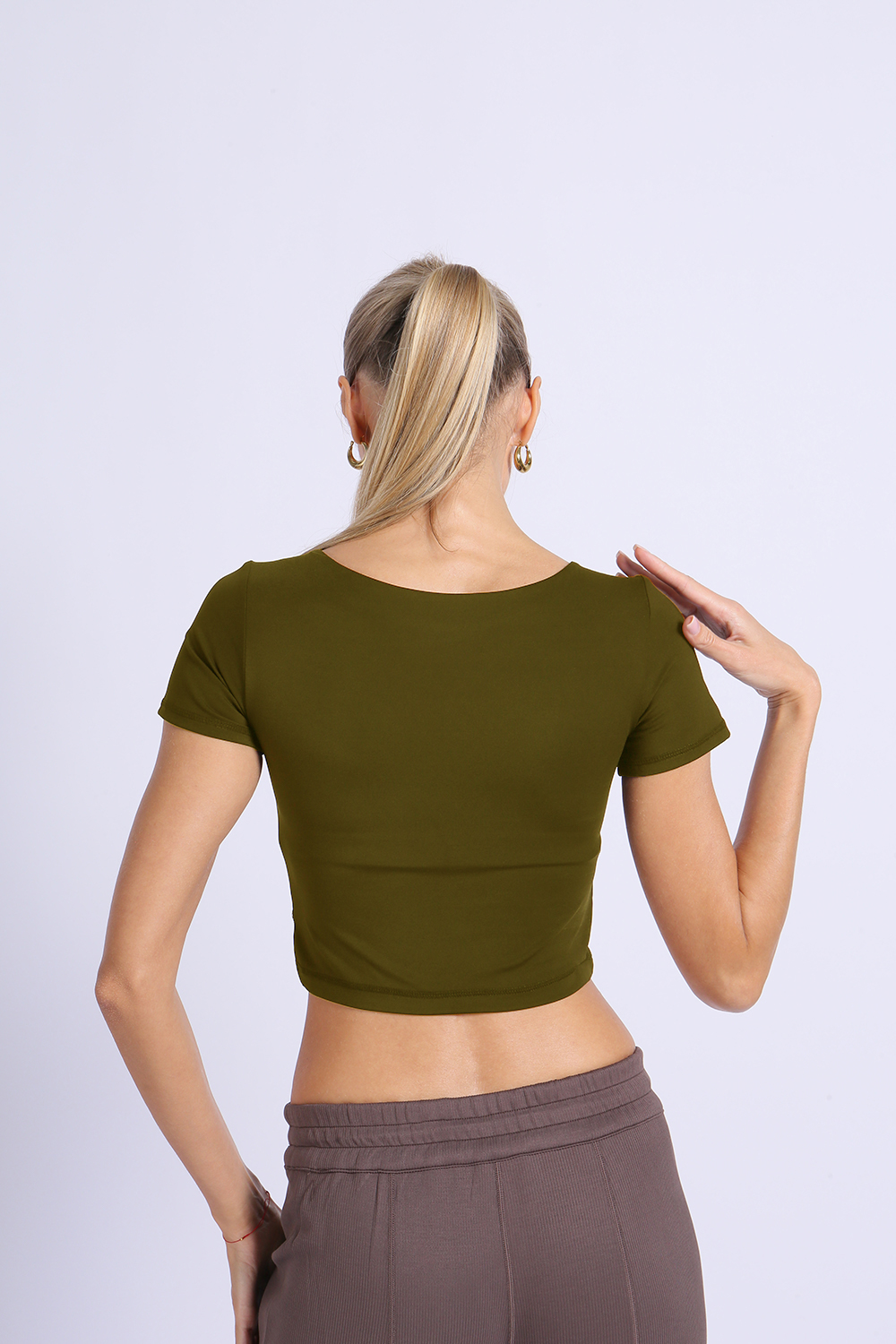 NUCBN® Nude hollow navel-exposing sports short-sleeved quick-drying tight yoga suit