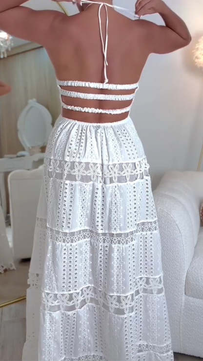 Women's Tube Top Backless Hollow Holiday Dress