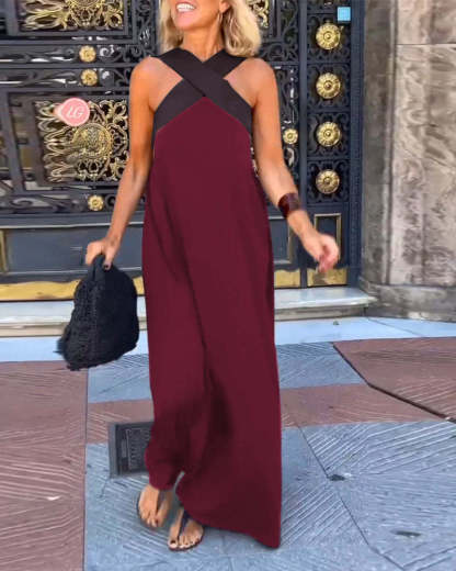 Cross Halter Neck Sleeveless Stitching Dress 49.99$ TODAY ONLY