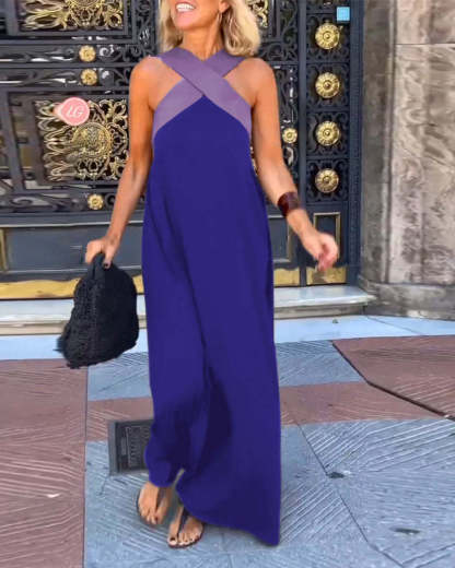 Cross Halter Neck Sleeveless Stitching Dress 49.99$ TODAY ONLY