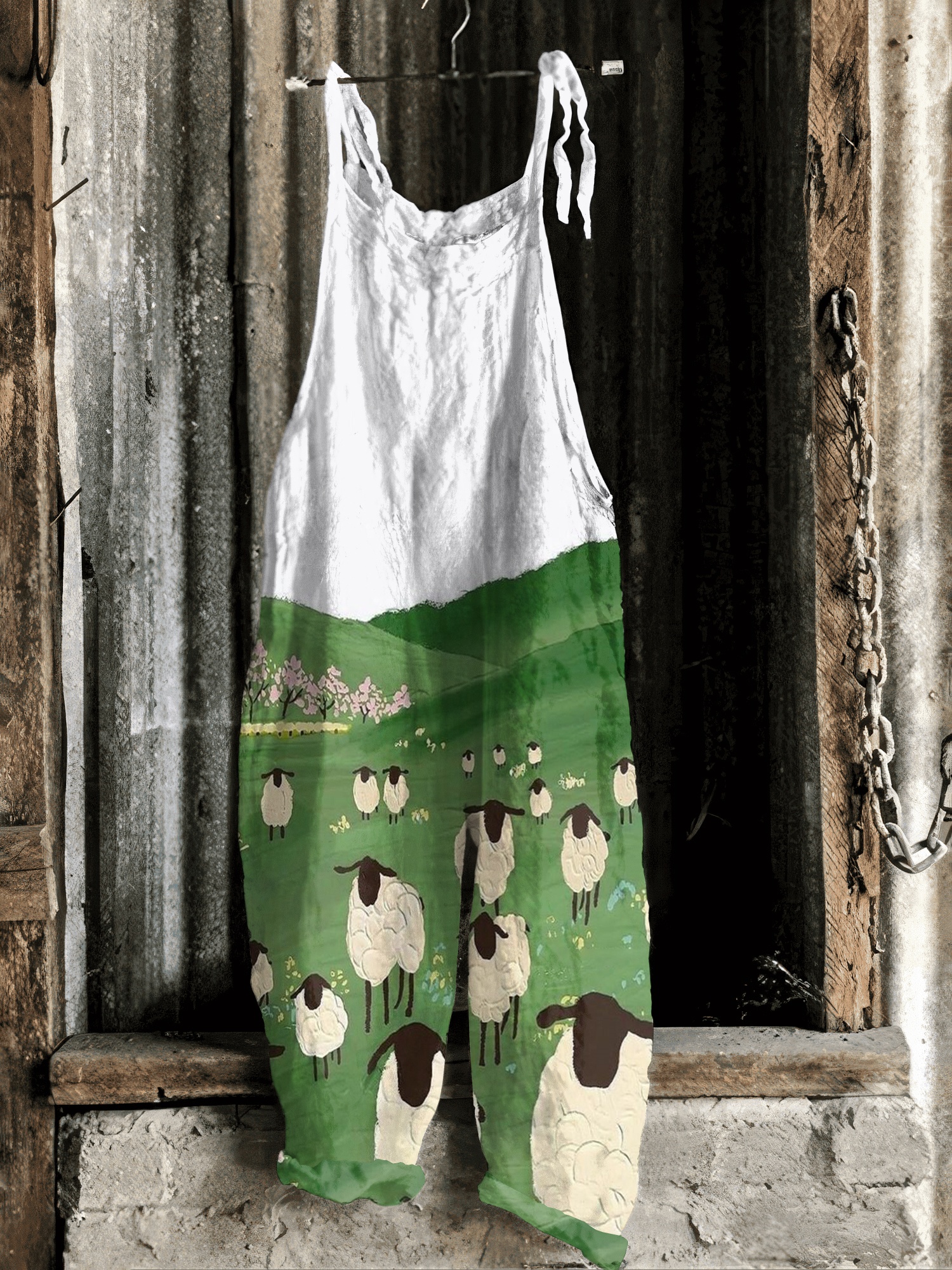 Farm Sheep Print Casual Jumpsuit