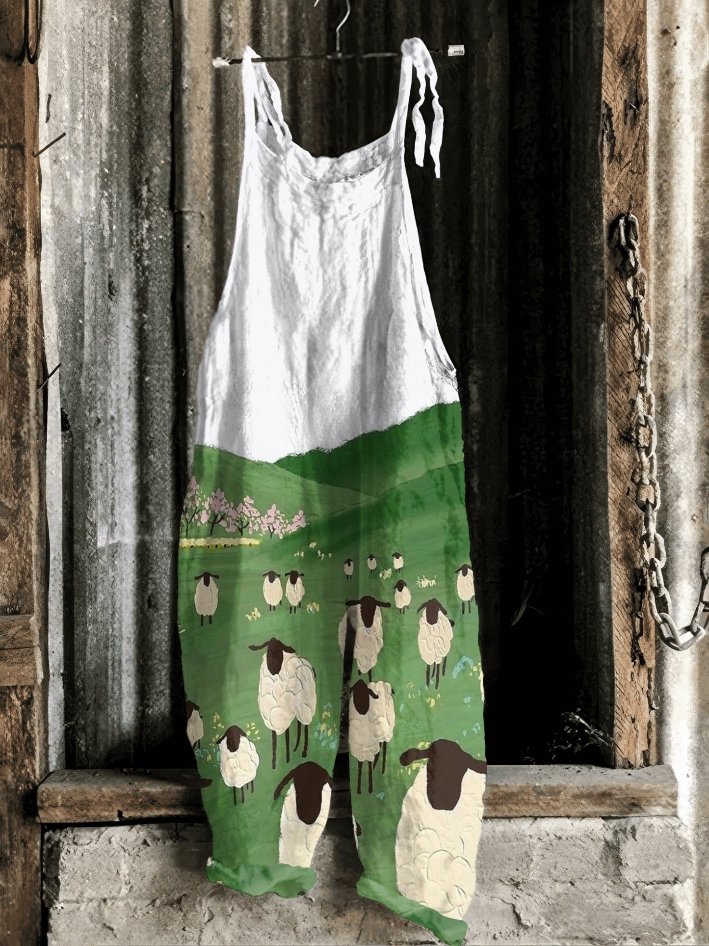 Farm Sheep Print Casual Jumpsuit