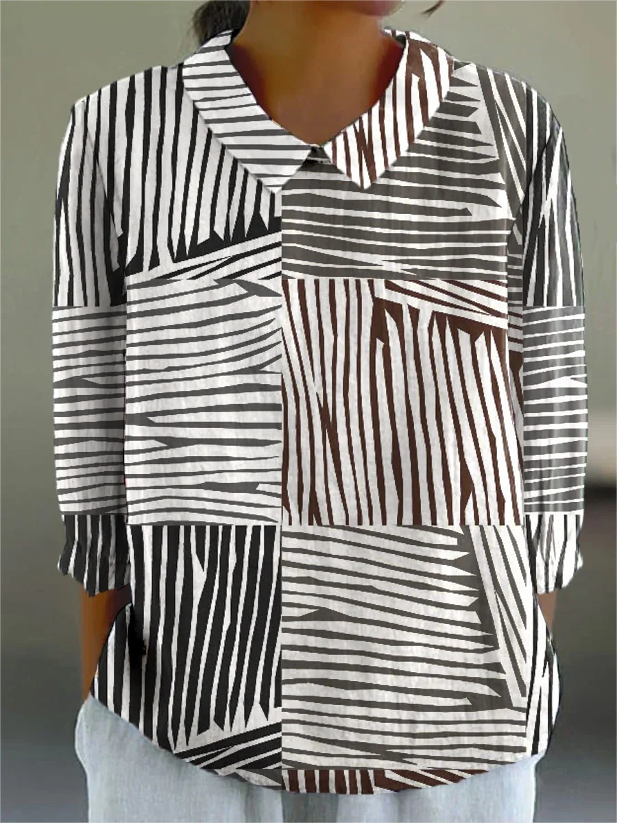 Women's Vintage Abstract Geometry Art Print Casual Cotton And Linen 3/