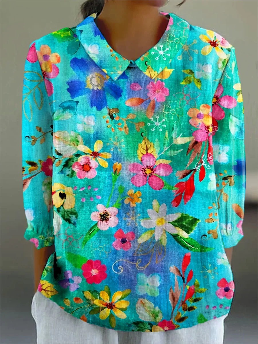 Women's Vintage Abstract Geometry Art Print Casual Cotton And Linen 3/