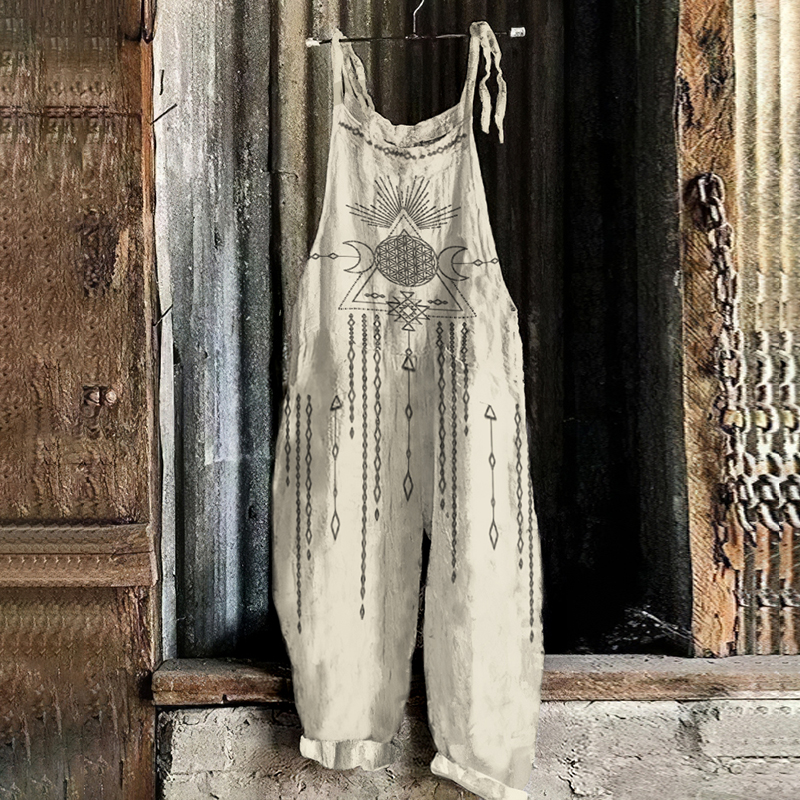 Tribal Stars And Moon Retro Art Print Jumpsuit