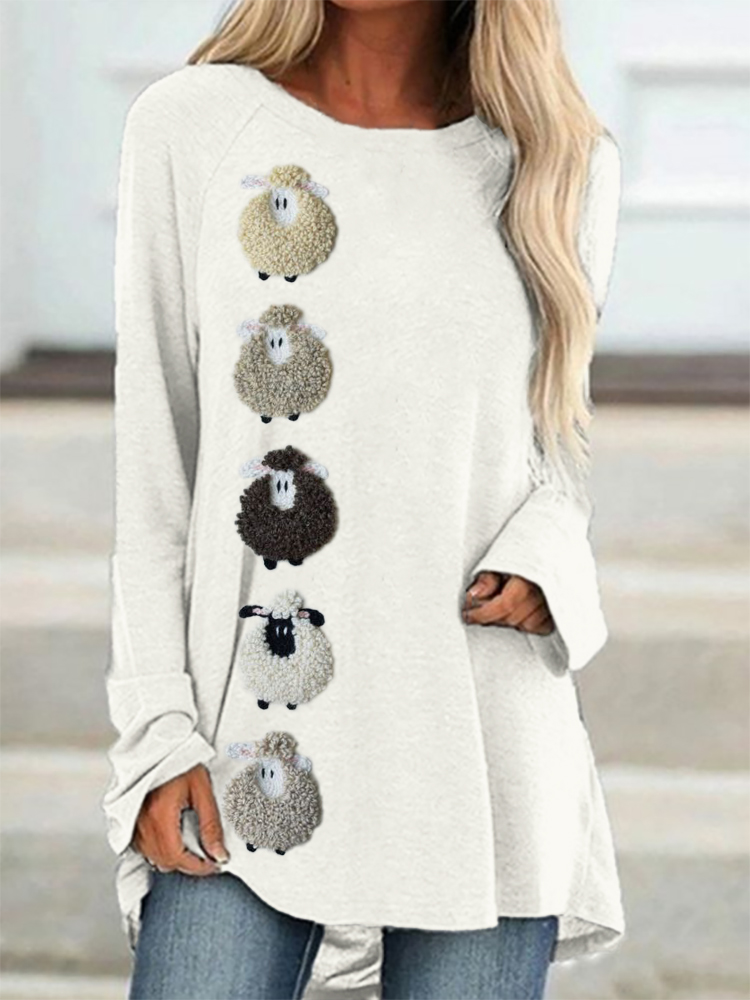 Colorful Sheep Fleece A Line T Shirt