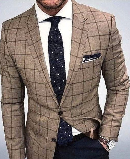 Men's Casual Windowpane Suit, Red & White Checkered Pattern Blazer, British Gentleman Grid Print Jacket, Lightweight Business Style