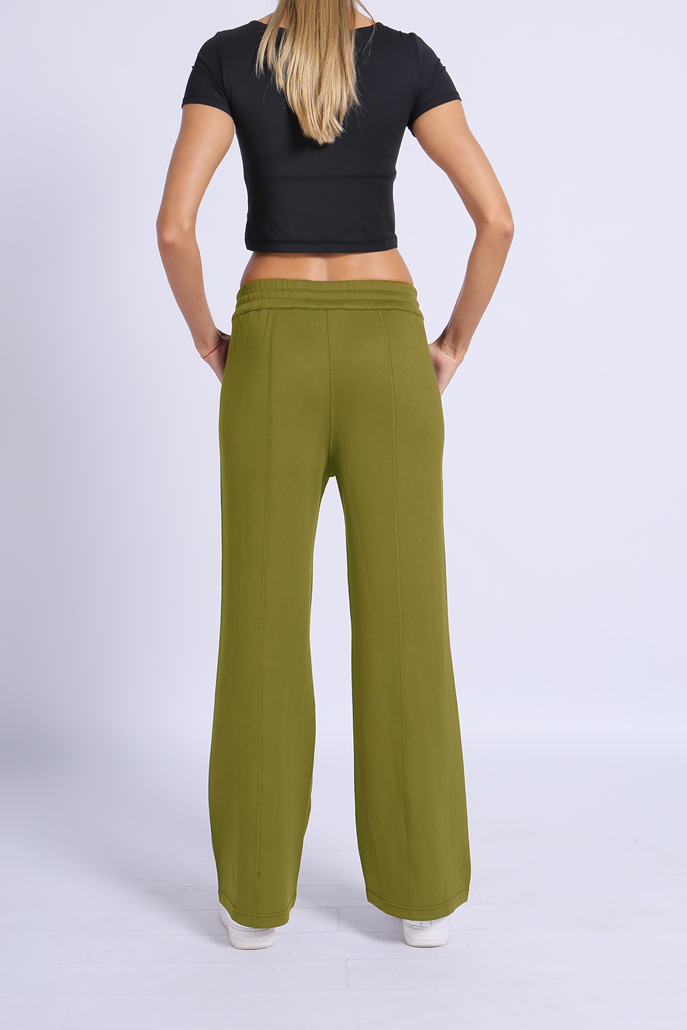 NUCBN® Three-dimensional half-stitched flared pants (ribbed)