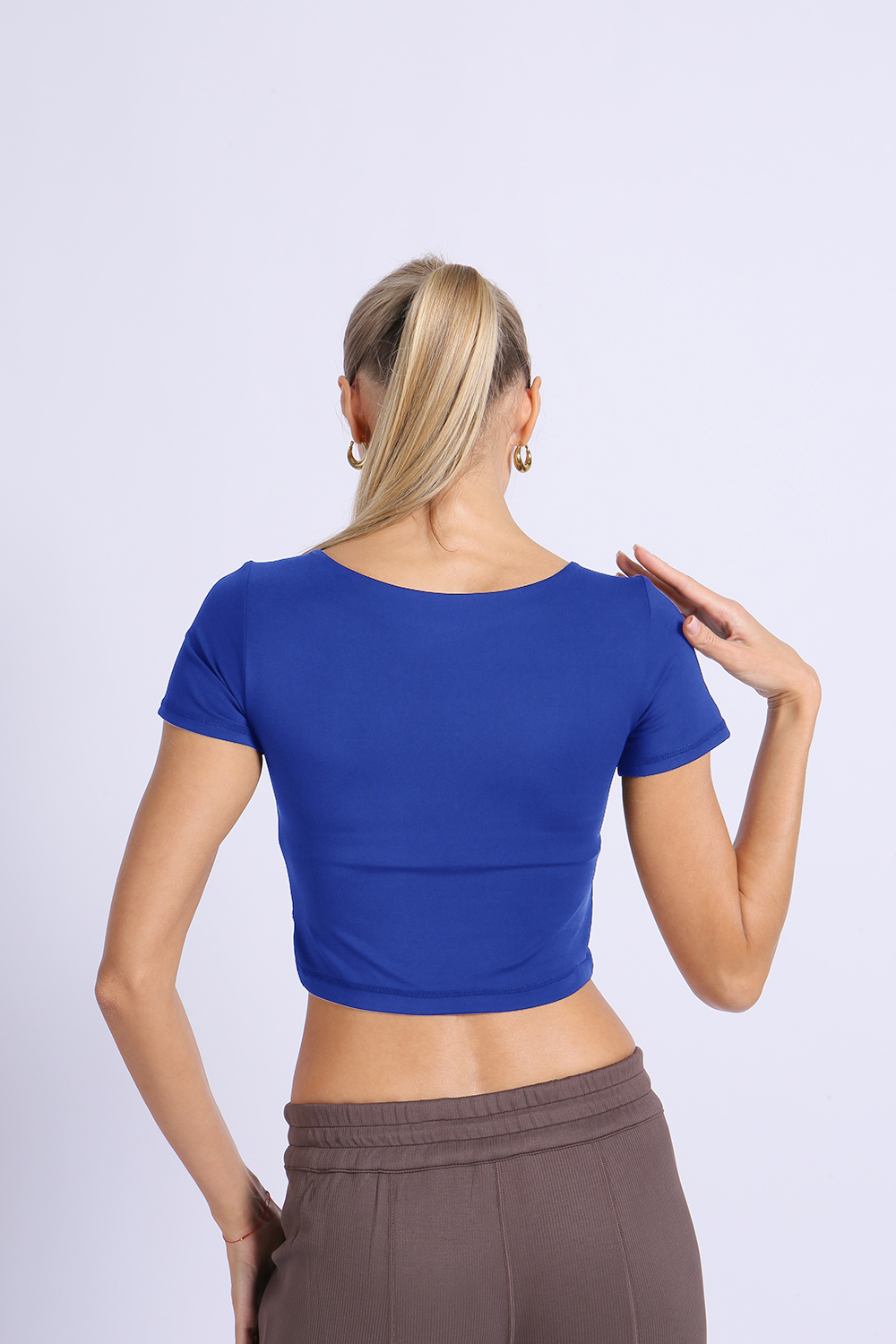 NUCBN® Nude hollow navel-exposing sports short-sleeved quick-drying tight yoga suit