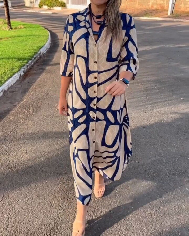 Fashion print shirt dress