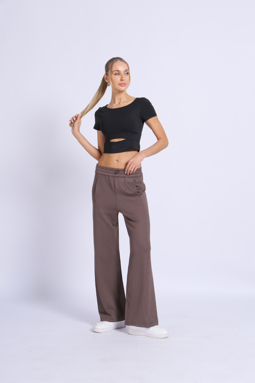 NUCBN® Nude hollow navel-exposing sports short-sleeved quick-drying tight yoga suit