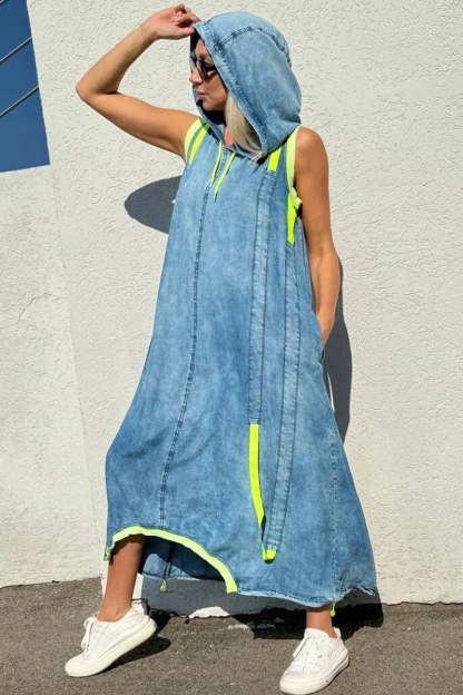 Ladies' Round Neck with Hat Splicing Casual and Loose Fit Dress