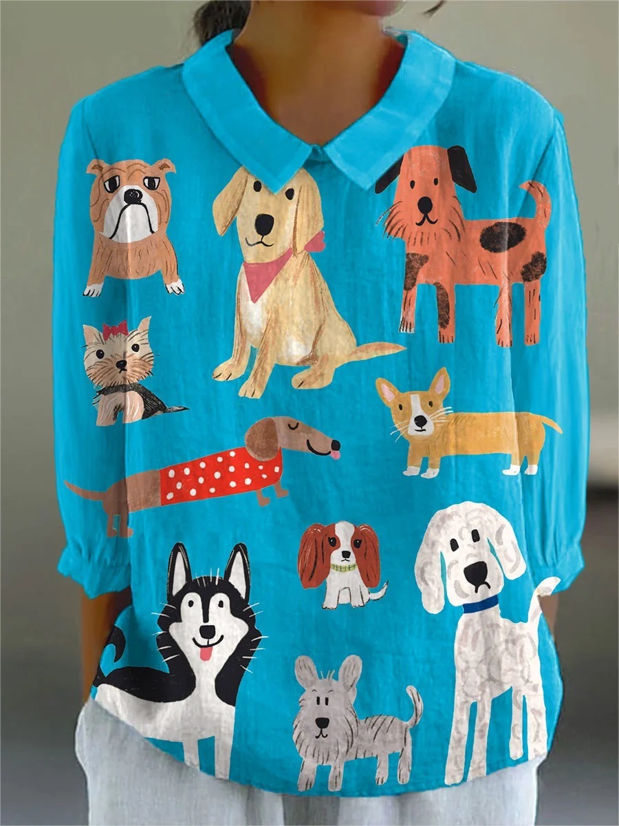 Women's Vintage Abstract Geometry Art Print Casual Cotton And Linen 3/