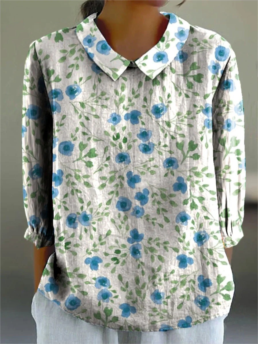 Women's Vintage Colorblock Striped Art Print Casual Cotton And Linen 3